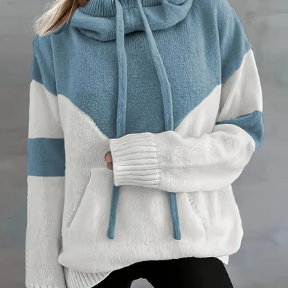 New Trendy Women'S Clothing Featuring Stylish And Elegant Designs, Including a Casual Patchwork Hoodie with Drawstring Pockets And a Color-Blocking Style for Warmth