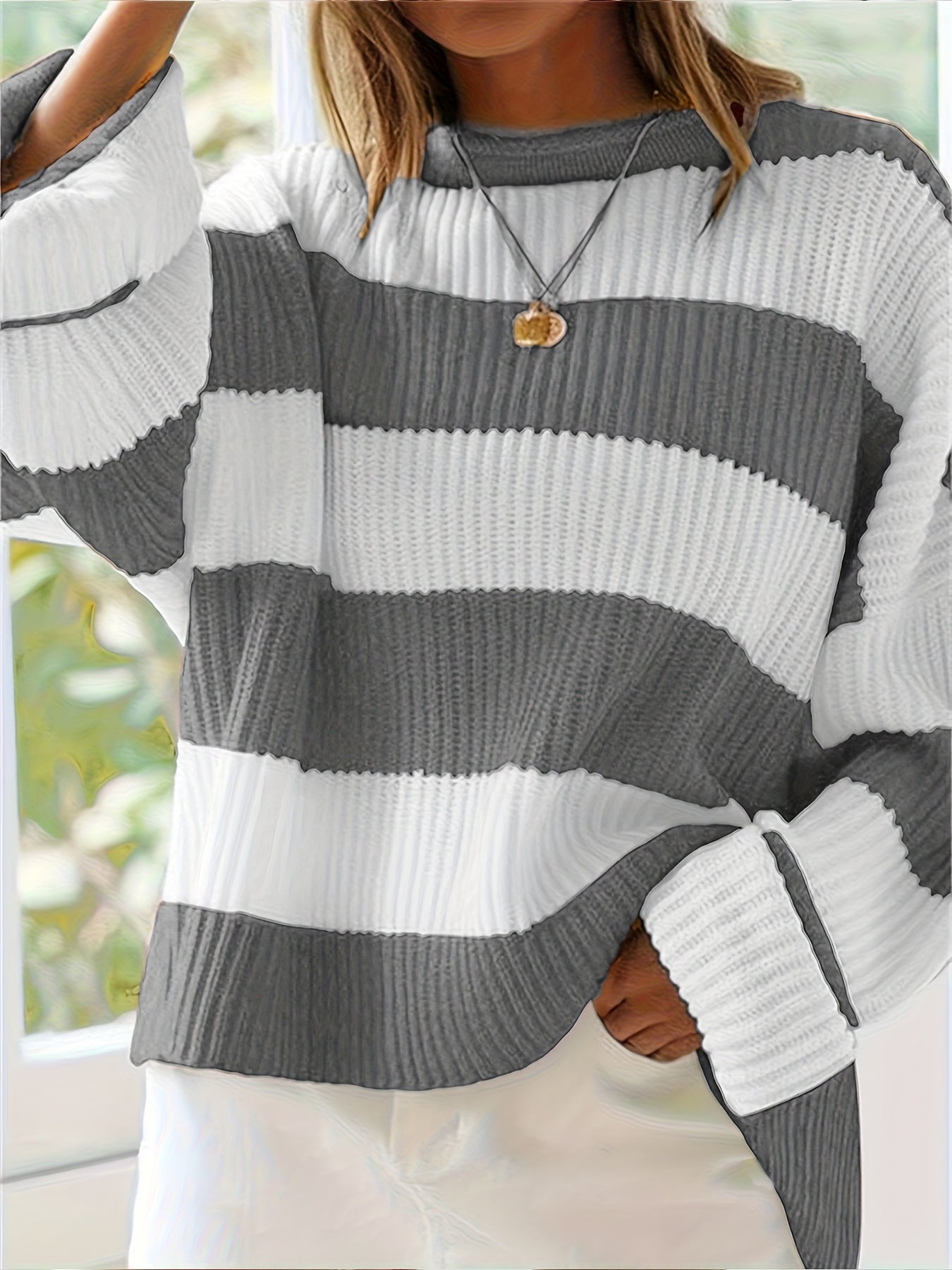 Loose V-Neck Off Shoulder Sleeves Casual And Lazy Style Pullover Sweater