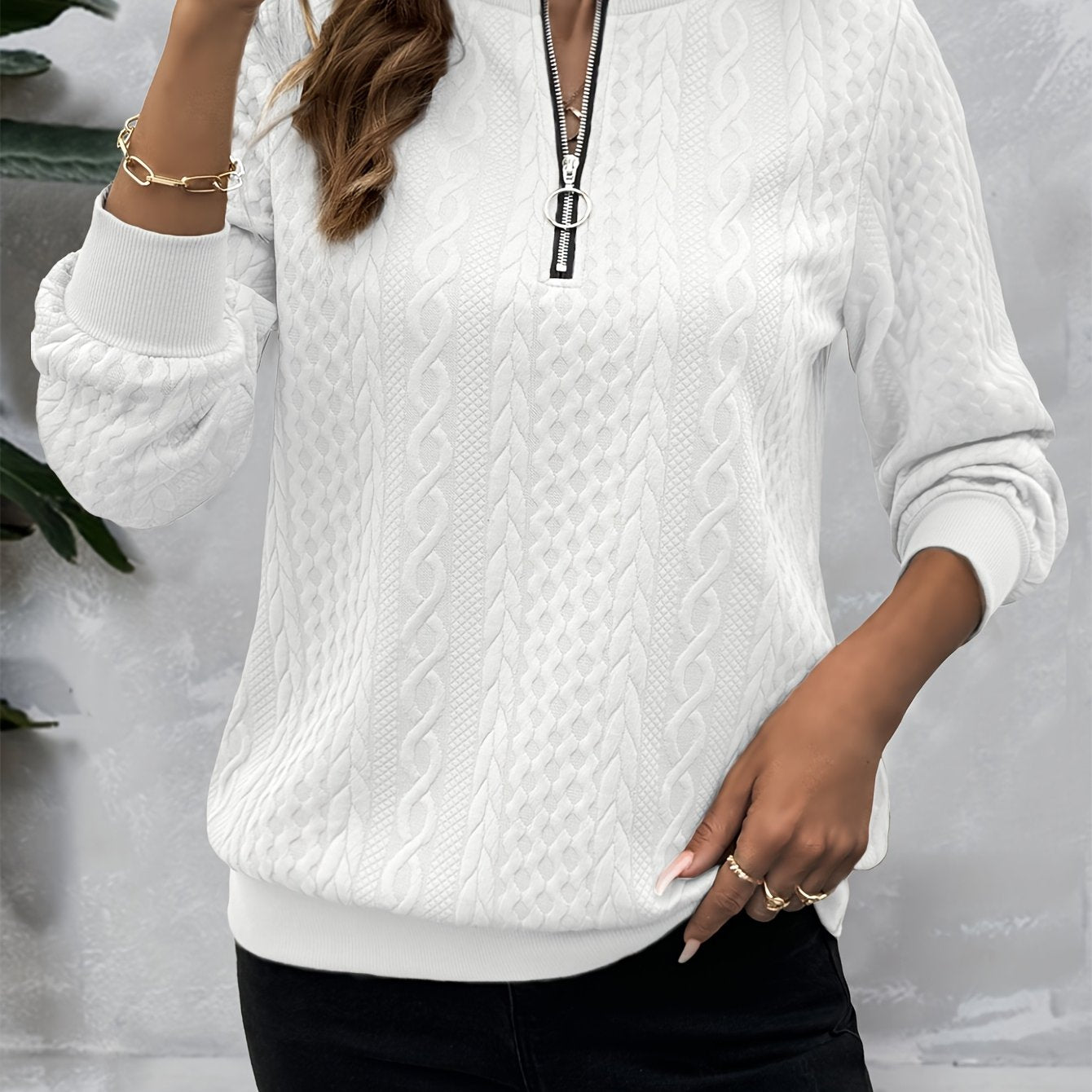 Solid Color Autumn Long Sleeve Warm Casual Daily Commute Niche Women's Sweatshirt
