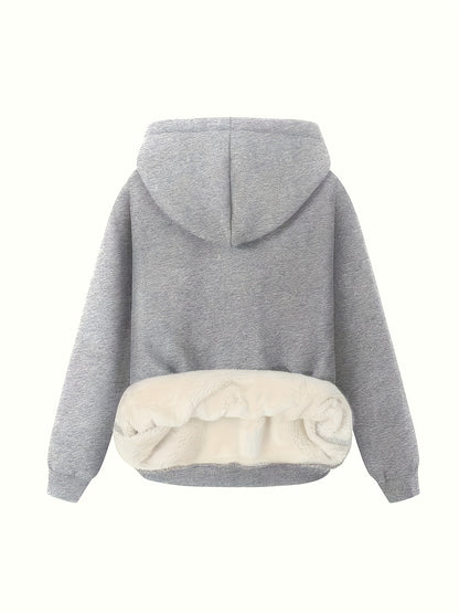 Comfortable Sherpa Fleece Hoodie for Women with Hooded Long Sleeve Warm Relaxed Oversized Style
