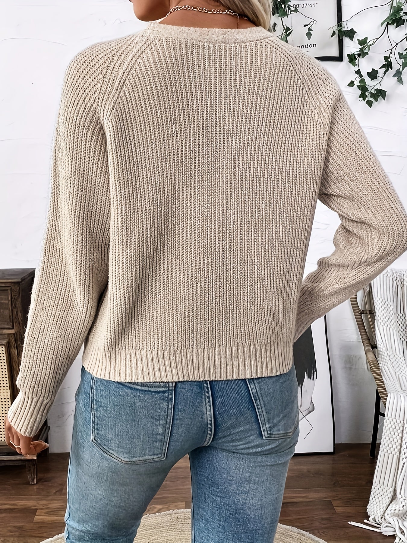 Comfortable Ribbed Knit Cardigan for Women with V Neck Long Sleeve Button Front Relaxed Cropped Style