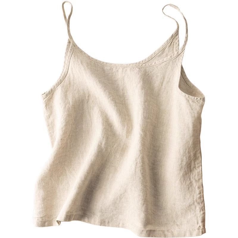 Effortless Linen Tank Top for Women with Scoop Neck Sleeveless Relaxed Casual Style