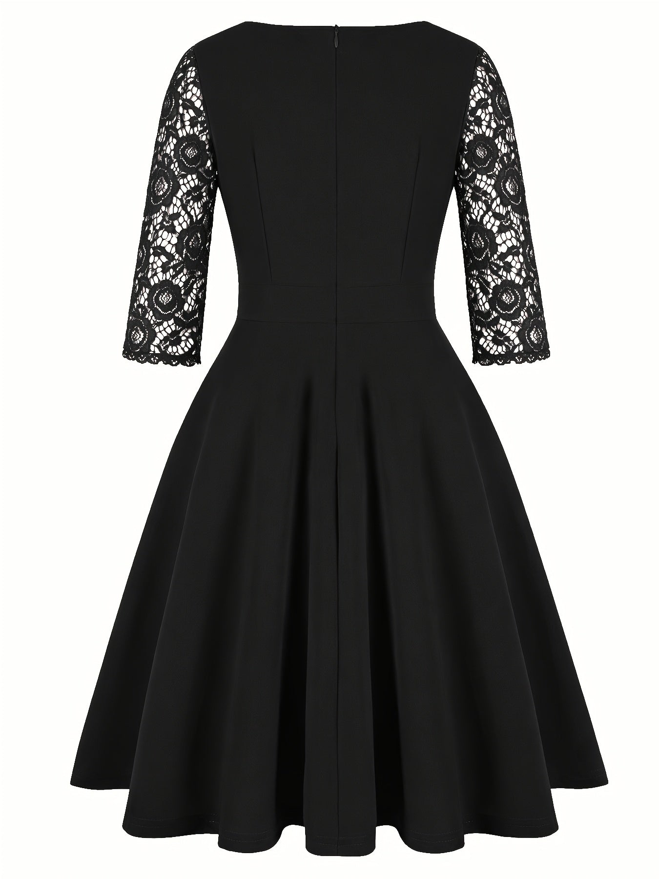 Vintage Floral Lace Party Swing Dress with a Square Neckline for Women