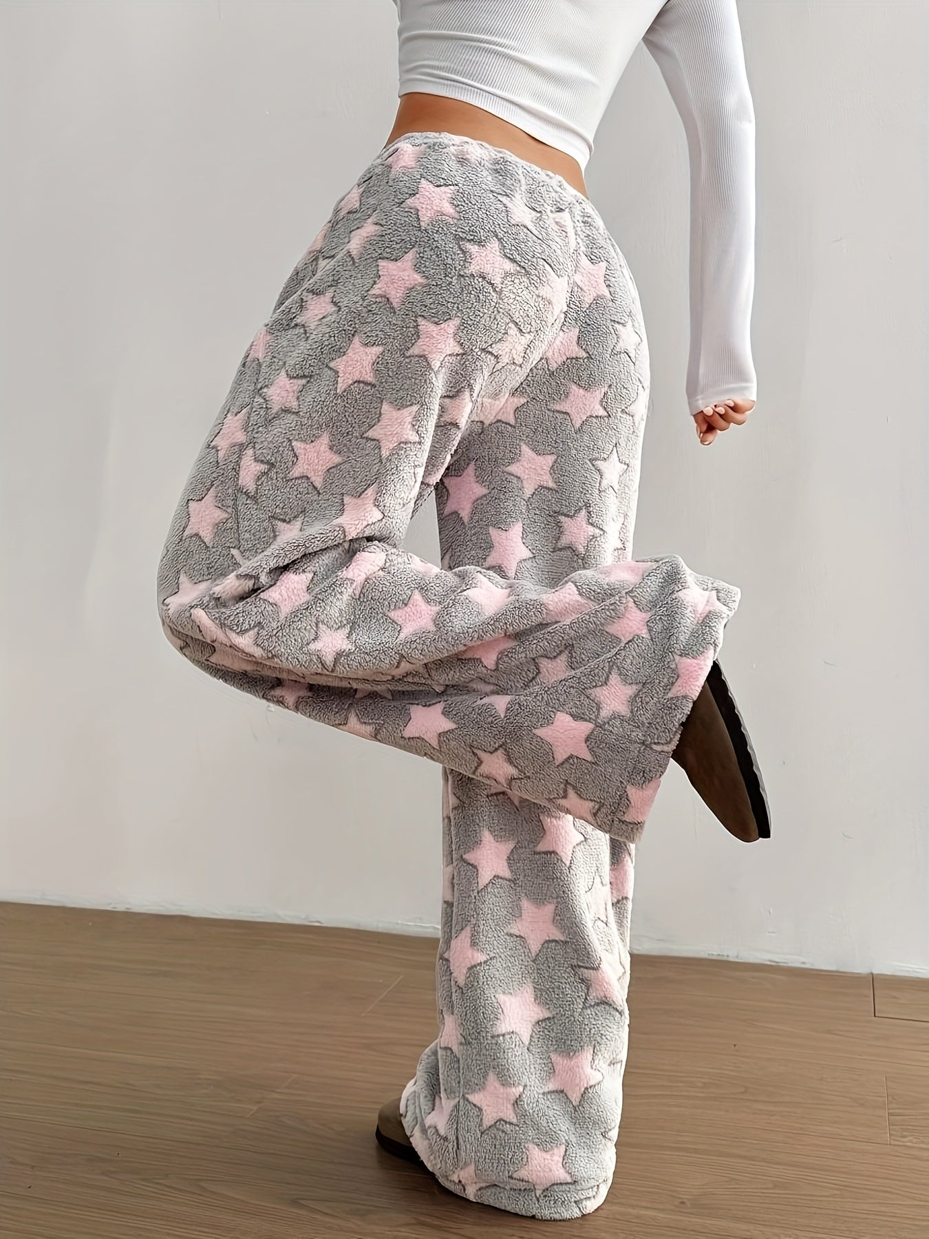Women's Thick Flannel Pants - Winter Lounge Pants with Drawstring Waist, Non-Stretchy Thick Fabric for Indoor/Outdoor, Machine Washable Elegant sleepwear & daywear (Non-Stretchy Fit) - Loungewear Bottoms, Cozy Homewear, Geometric Pattern, Warm Material, C