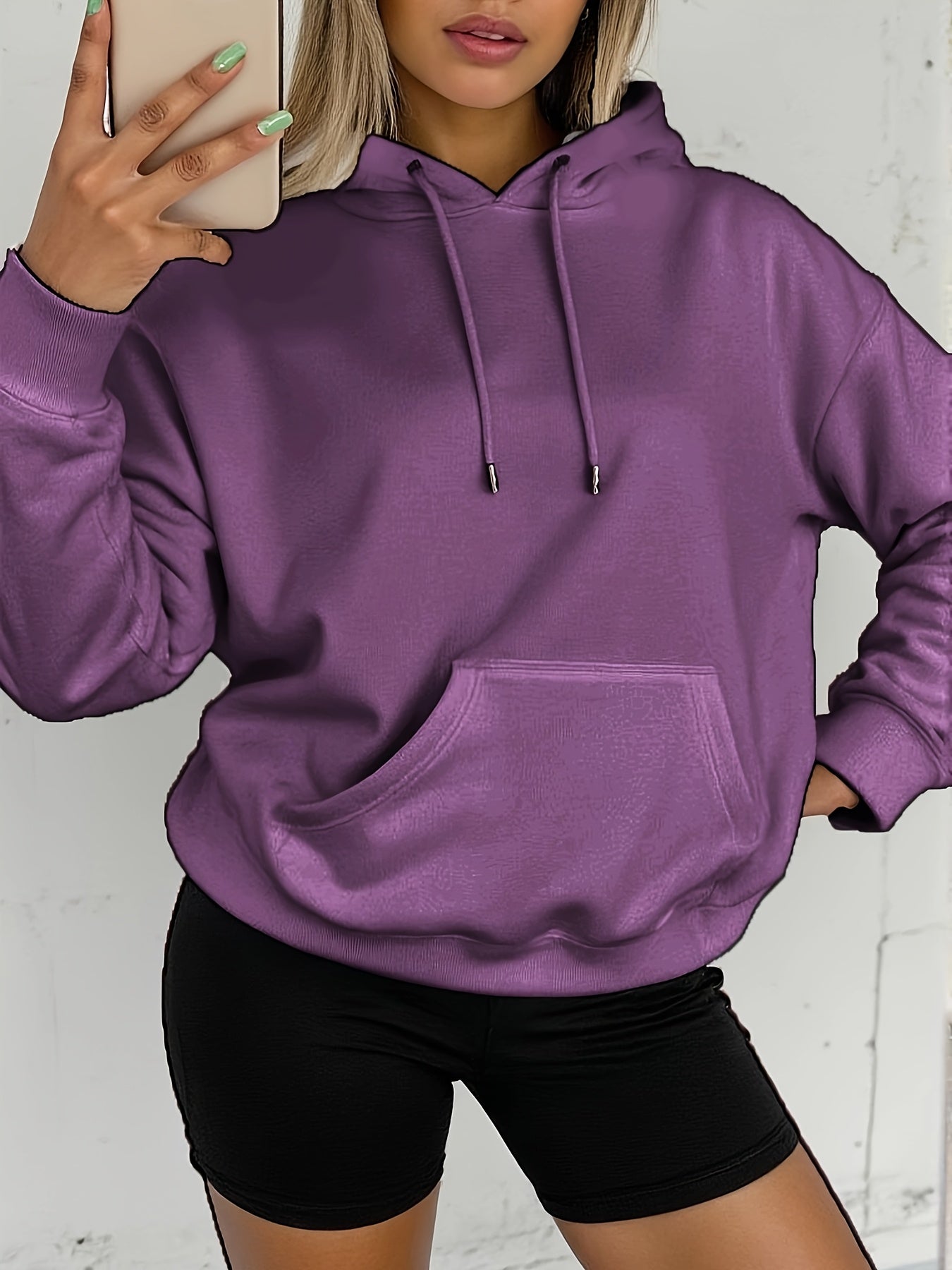 Comfortable Fleece Hoodie for Women with Drawstring Hood Long Sleeve Kangaroo Pocket Oversized Style
