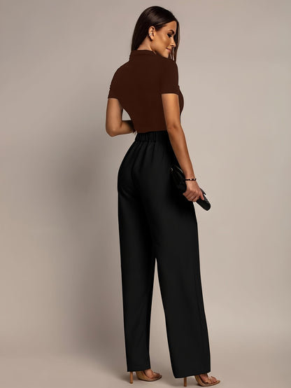 Effortless Wide Leg Pants for Women with High Waisted Pleated Front Tailored Relaxed Style