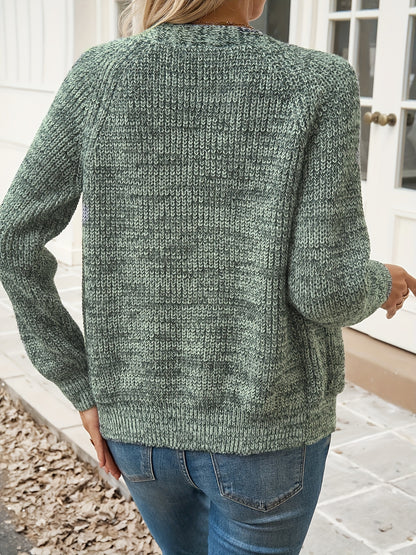Comfortable Chunky Knit Cardigan Sweater for Women with V Neck Long Sleeve Button Front Relaxed Style