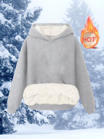 Comfortable Sherpa Fleece Hoodie for Women with Hooded Long Sleeve Warm Relaxed Oversized Style
