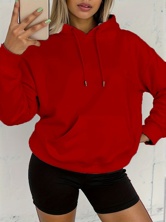 Comfortable Fleece Hoodie for Women with Drawstring Hood Long Sleeve Kangaroo Pocket Oversized Style