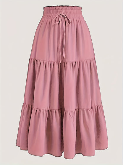 Effortless Tiered Maxi Skirt for Women with Paperbag Waist Drawstring Flowing Boho Style