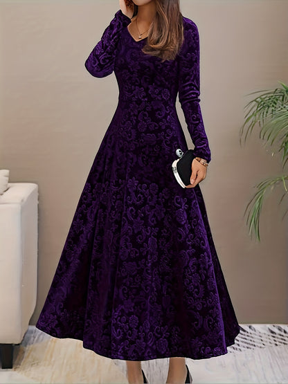 2025 Long Sleeve Velvet Jacquard Dress