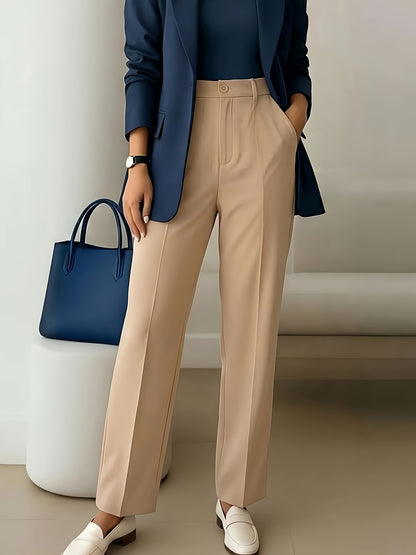 Elegant Wide Leg Pants for Women with High Waist Pleated Straight Leg Office Style