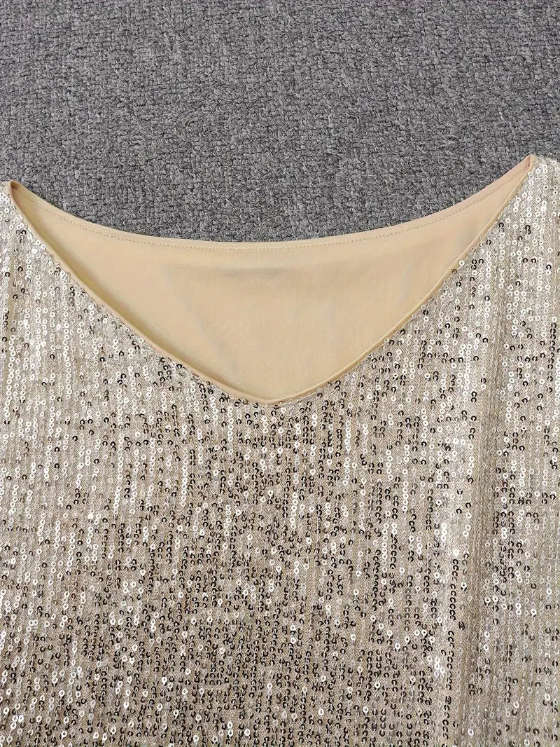 Elegant Sequin Mini Dress for Women with Off Shoulder Batwing Sleeve Bodycon Sparkle Formal Party Style