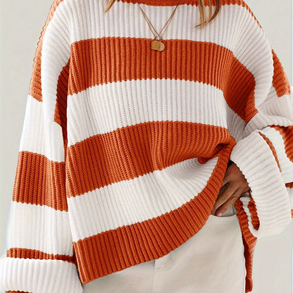 Loose V-Neck Off Shoulder Sleeves Casual And Lazy Style Pullover Sweater