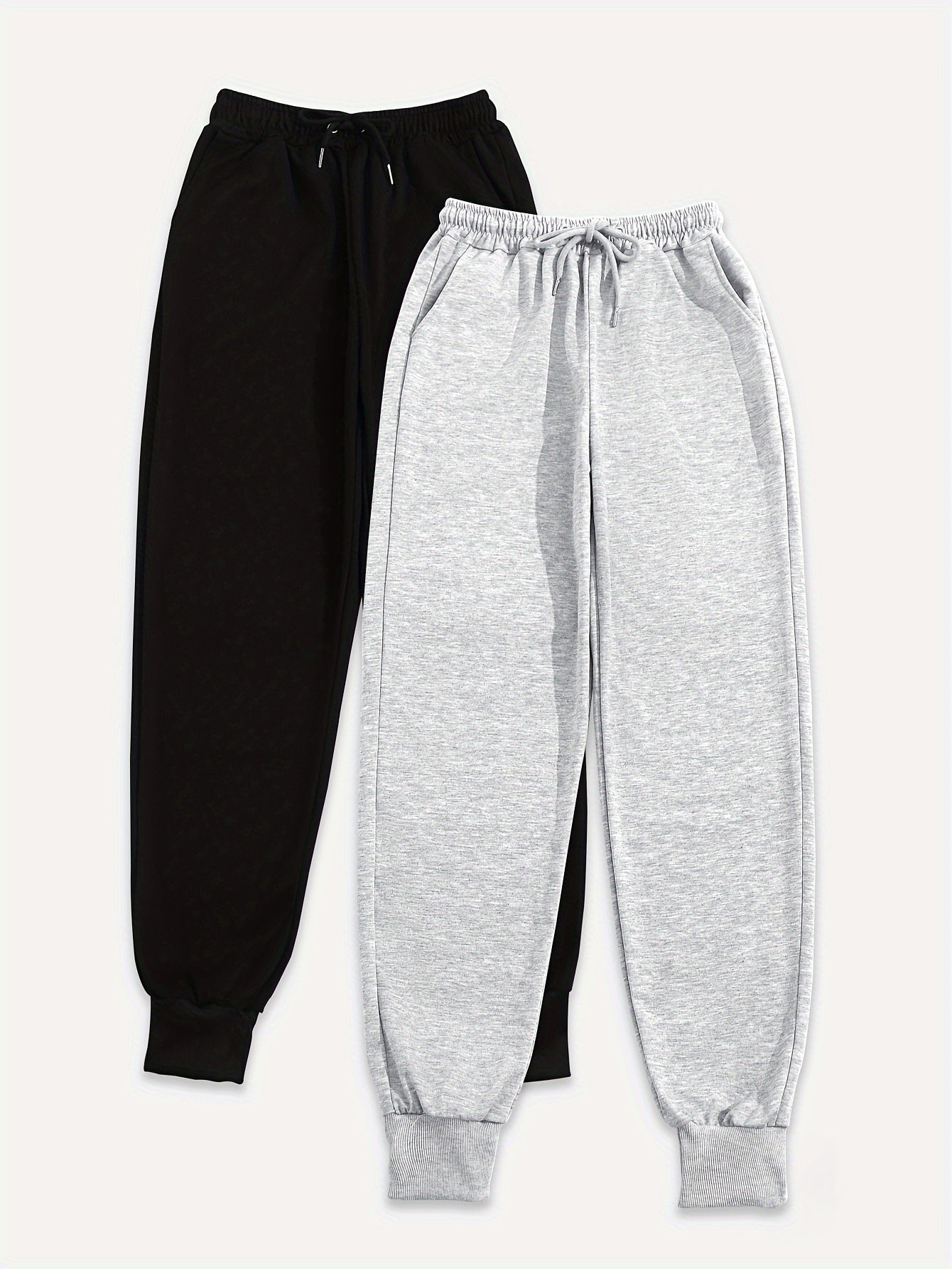 2pcs Women's Casual Jogging Pants - Soft and Comfortable Drawstring Waistband Sport Pants