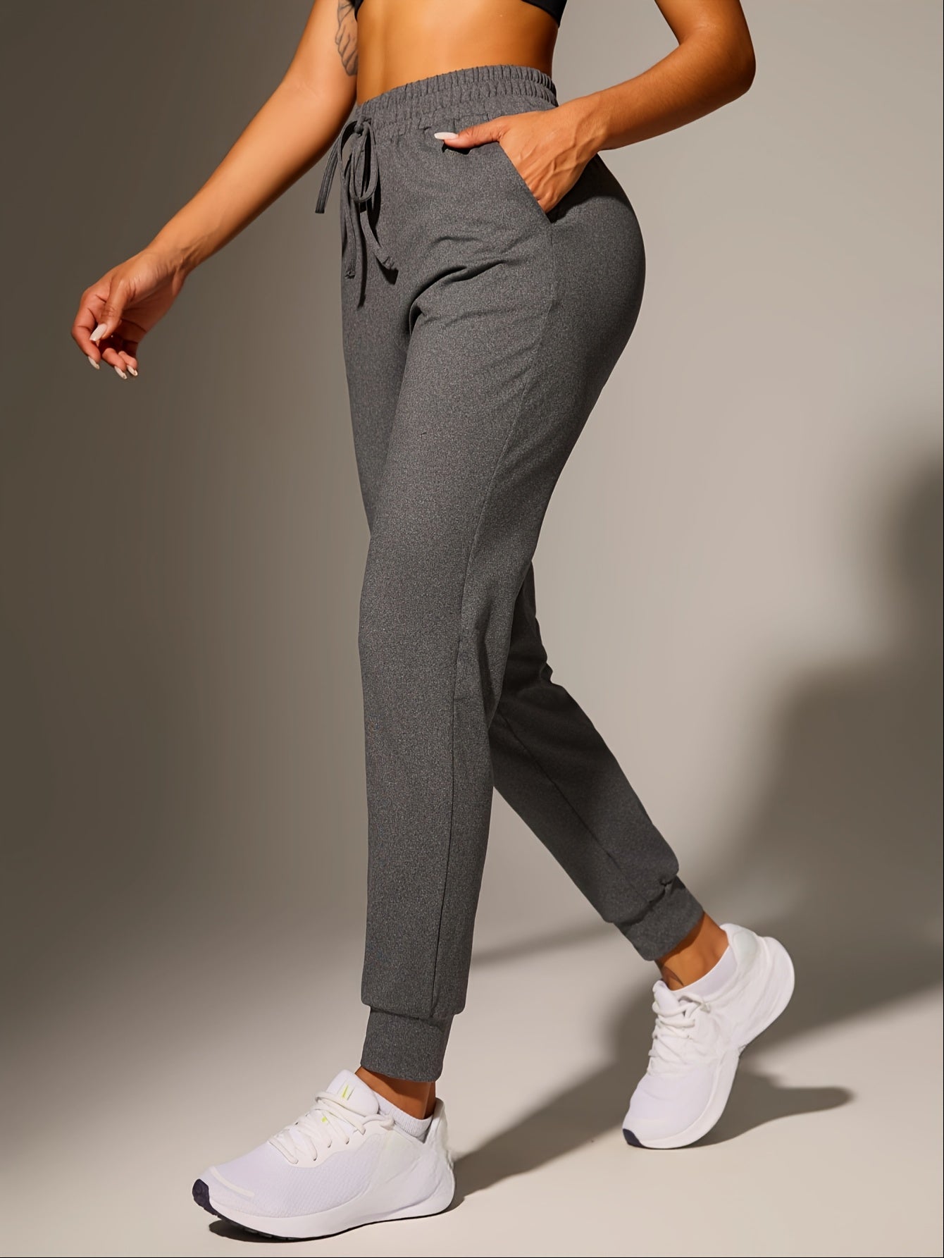 Comfortable Jogger Pants for Women with High Waist Drawstring Tapered Relaxed Pocket Casual Style