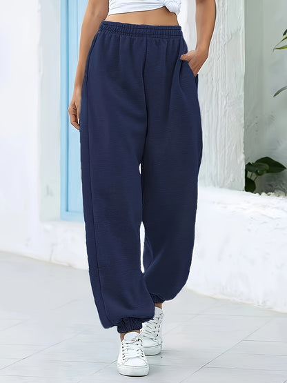 Effortless Jogger Pants for Women with High Waist Pocket Cuffed Hem Relaxed Casual Style