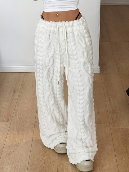 [Fleece Wide-Leg Pants] Women's Fashion Thickened Fleece Wide-Leg Pants - Warm and Comfortable - Autumn and Winter