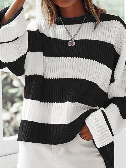 Loose V-Neck Off Shoulder Sleeves Casual And Lazy Style Pullover Sweater