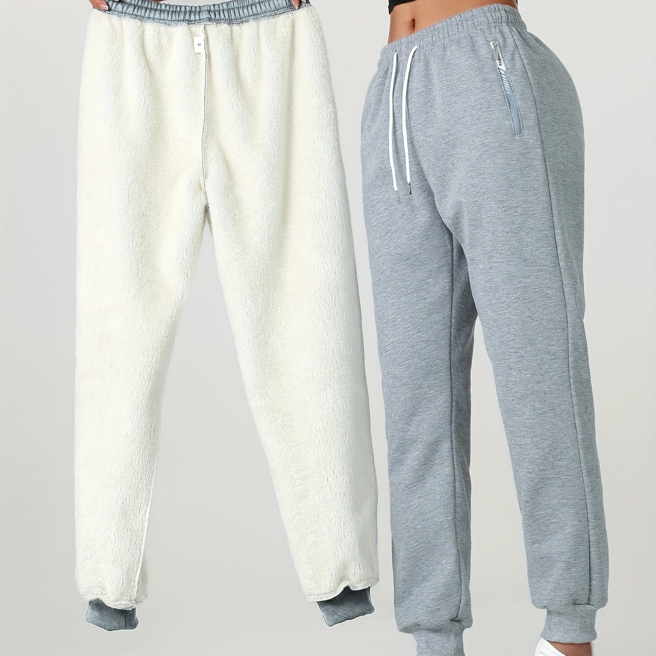 1pc of Autumn/winter Women's Long Pants, -lined Warm Casual Sweatpants for Women, Featuring an Elastic Drawstring Waist, Angled High Quality Zippered Pockets, and Windproof Thermal Cuffed Pants, Suitable for Daily Winter Wear at Home