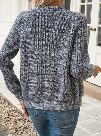 Comfortable Chunky Knit Cardigan Sweater for Women with V Neck Long Sleeve Button Front Relaxed Style
