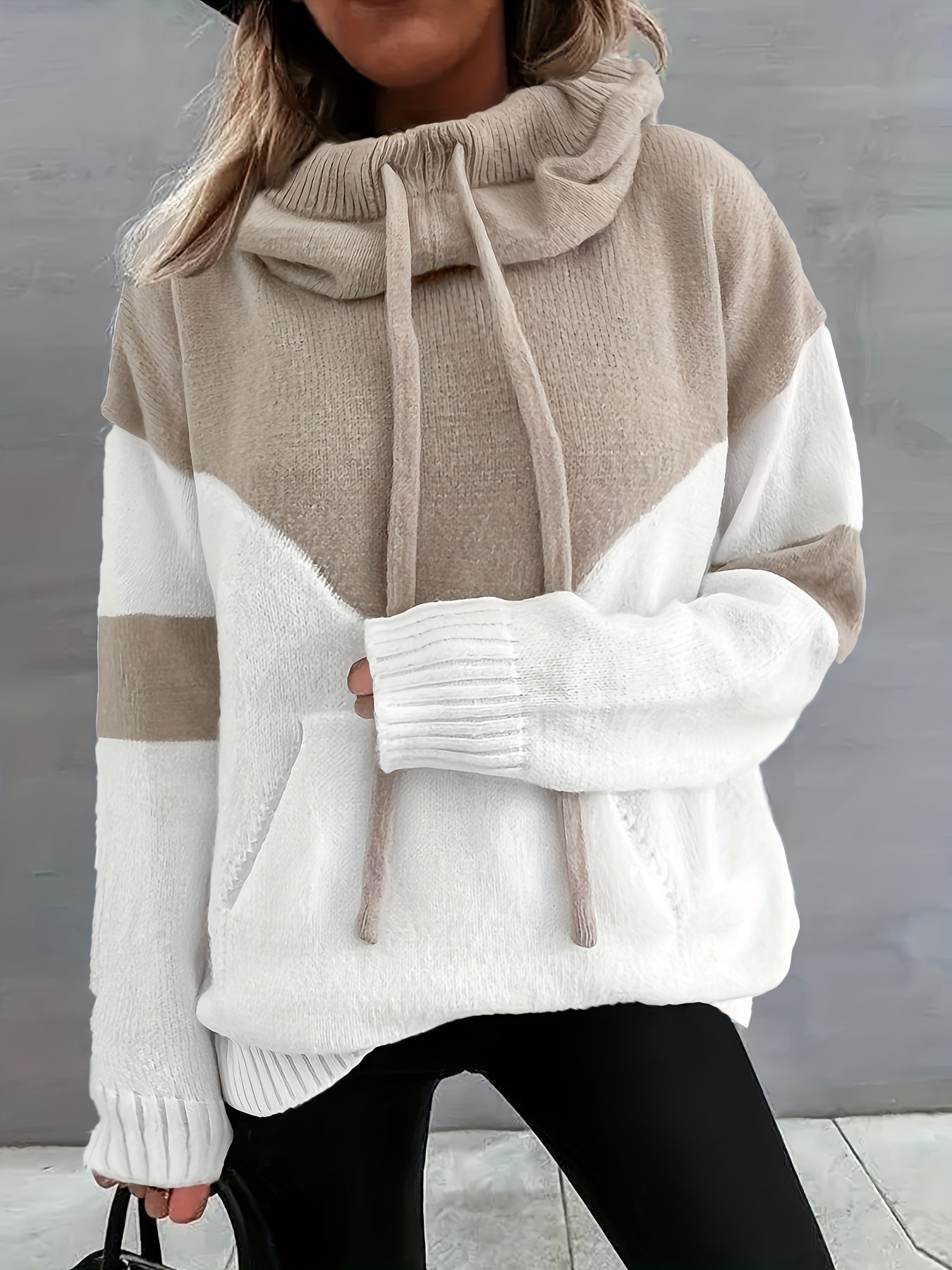 New Trendy Women'S Clothing Featuring Stylish And Elegant Designs, Including a Casual Patchwork Hoodie with Drawstring Pockets And a Color-Blocking Style for Warmth