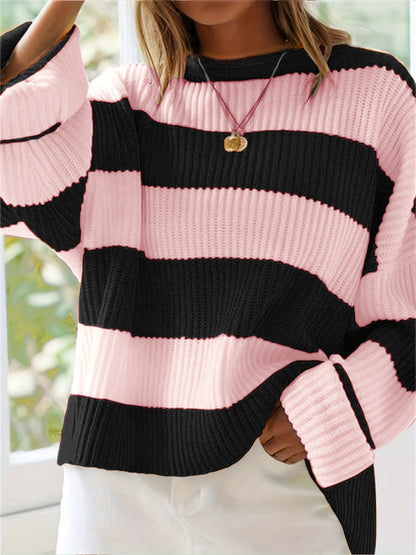 Loose V-Neck Off Shoulder Sleeves Casual And Lazy Style Pullover Sweater