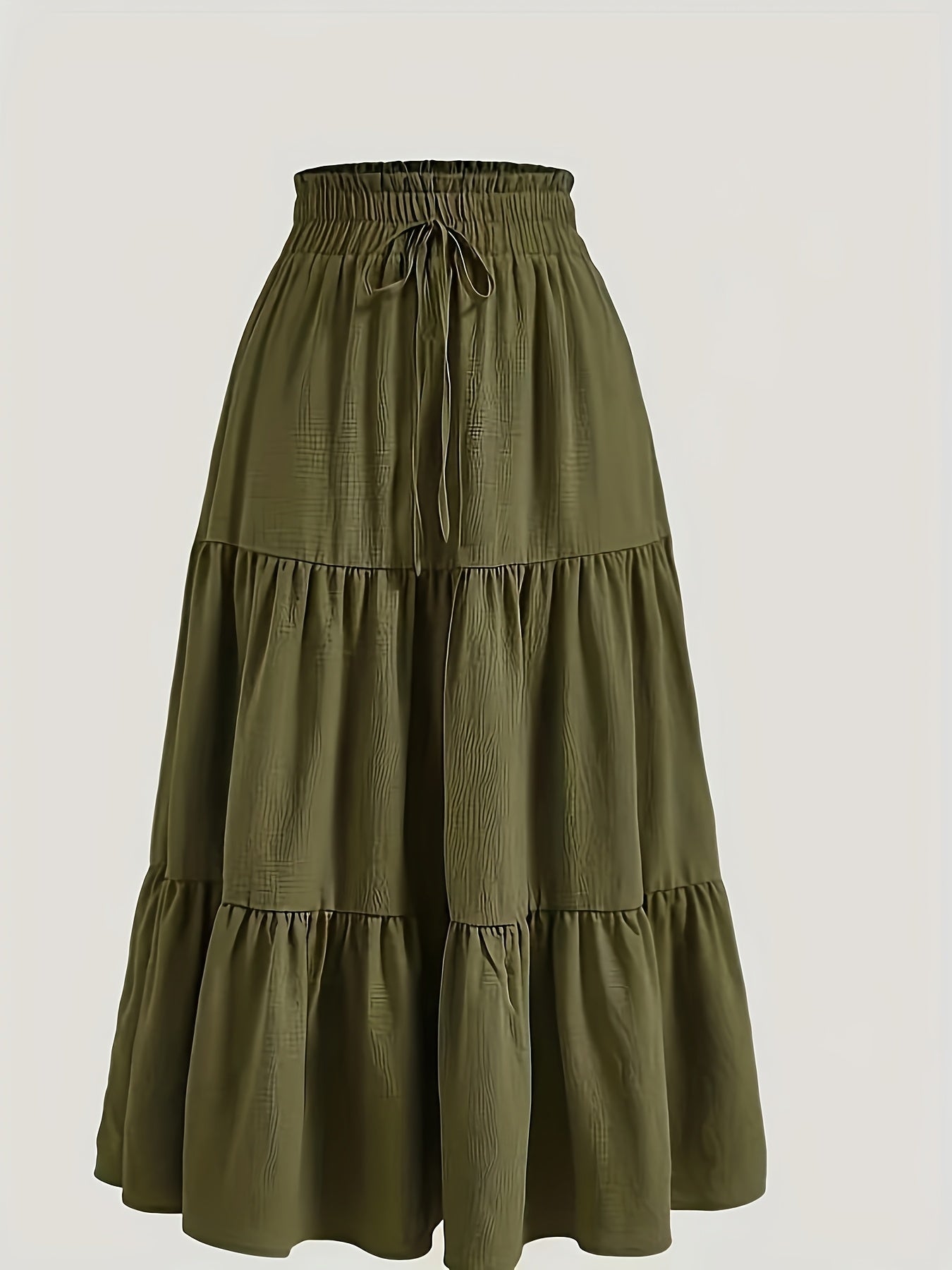 Effortless Tiered Maxi Skirt for Women with Paperbag Waist Drawstring Flowing Boho Style