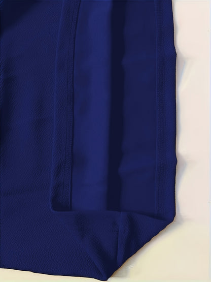 Elegant Royal Blue Midi Dress for Women with Sweetheart Neckline Elbow Sleeve Pleated Fit and Flare Style