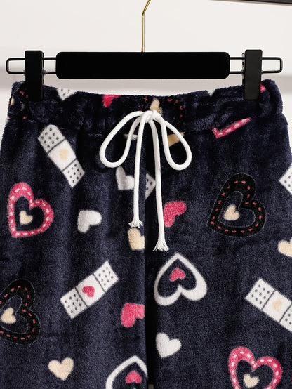 Christmas Style Drawstring Fleece Pants