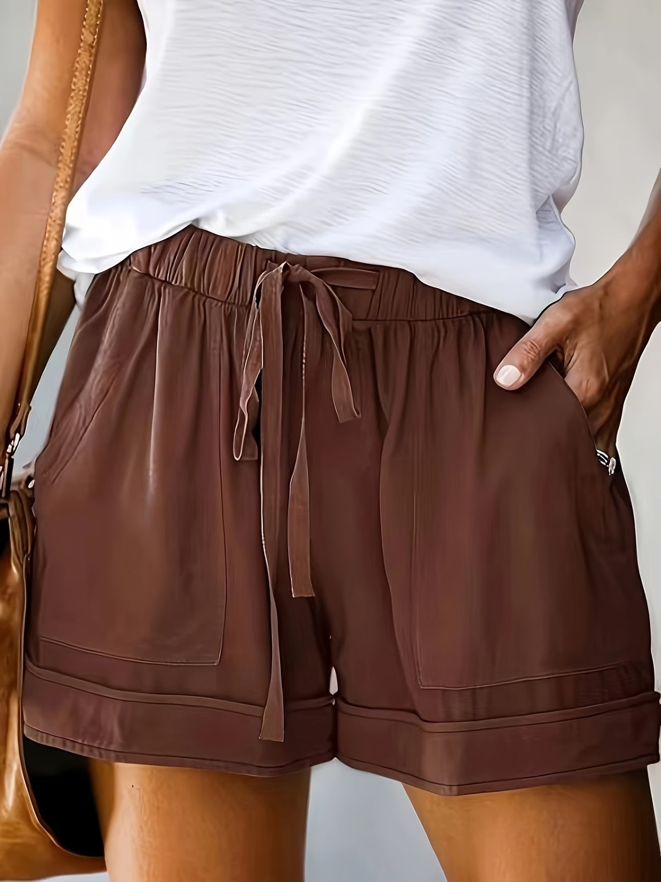 Effortless Linen Shorts for Women with High Waist Drawstring Pocket Relaxed Casual Style