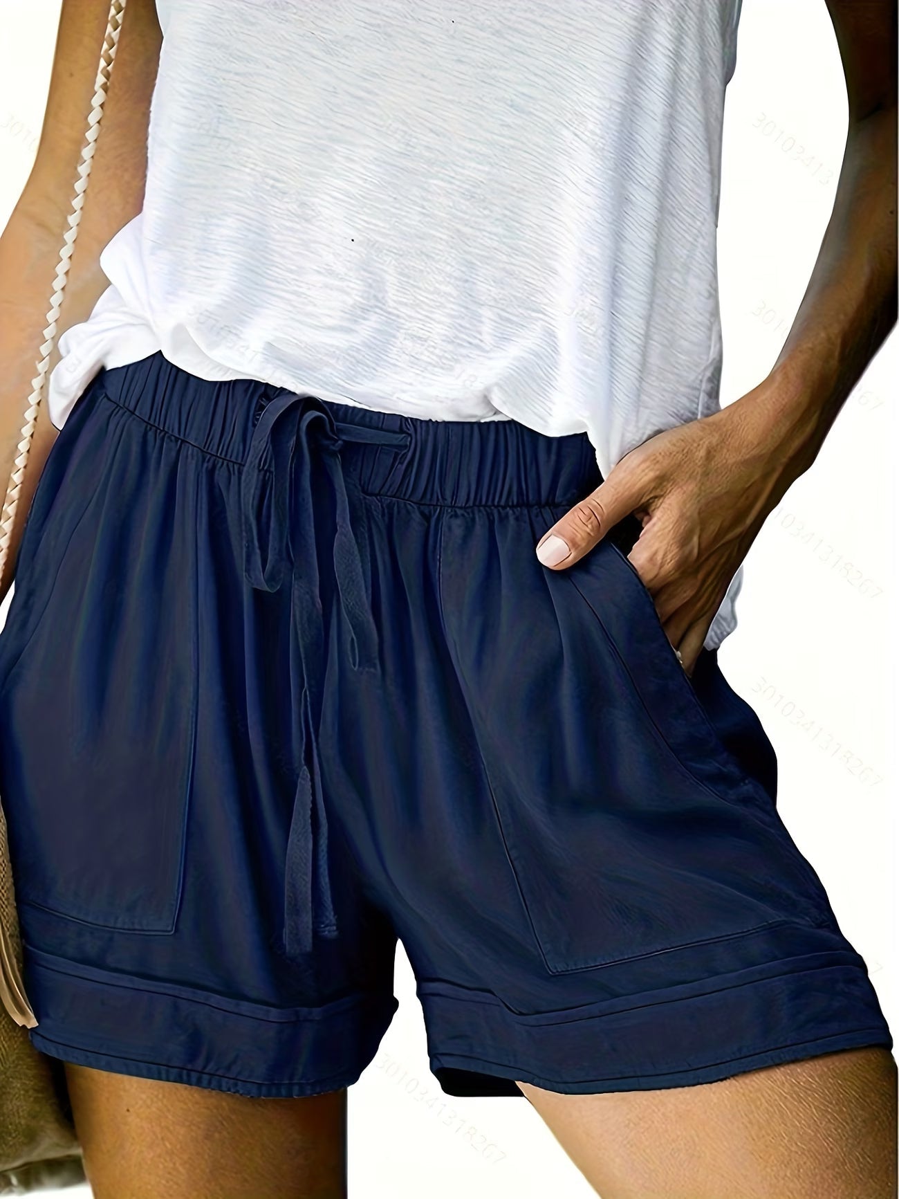 Effortless Linen Shorts for Women with High Waist Drawstring Pocket Relaxed Casual Style