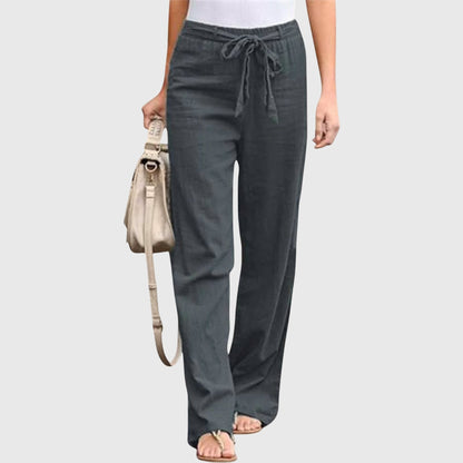 Effortless Linen Wide Leg Pants for Women with High Waist Drawstring Relaxed Flowing Casual Style