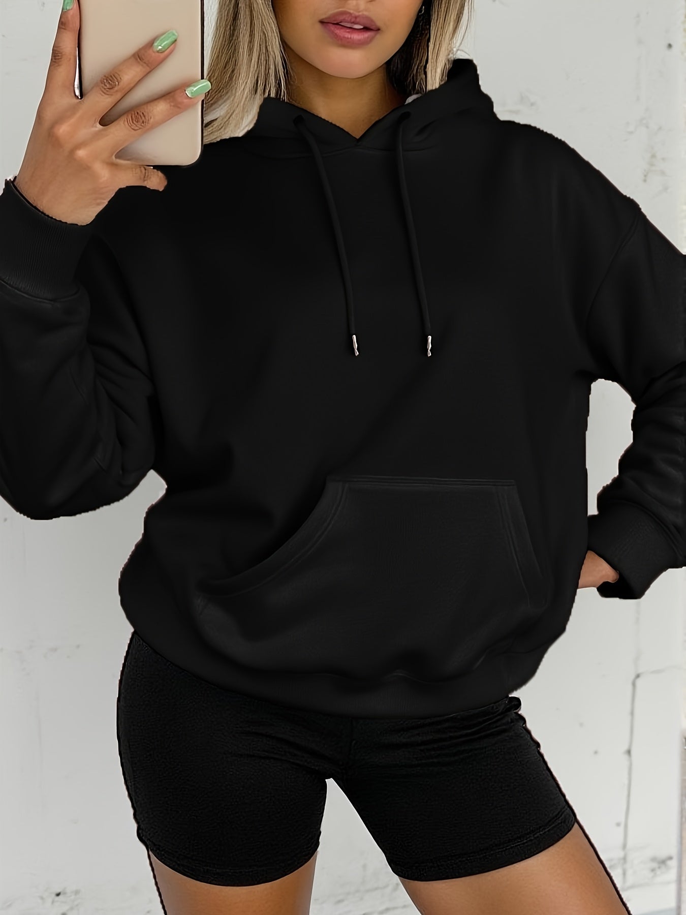 Comfortable Fleece Hoodie for Women with Drawstring Hood Long Sleeve Kangaroo Pocket Oversized Style