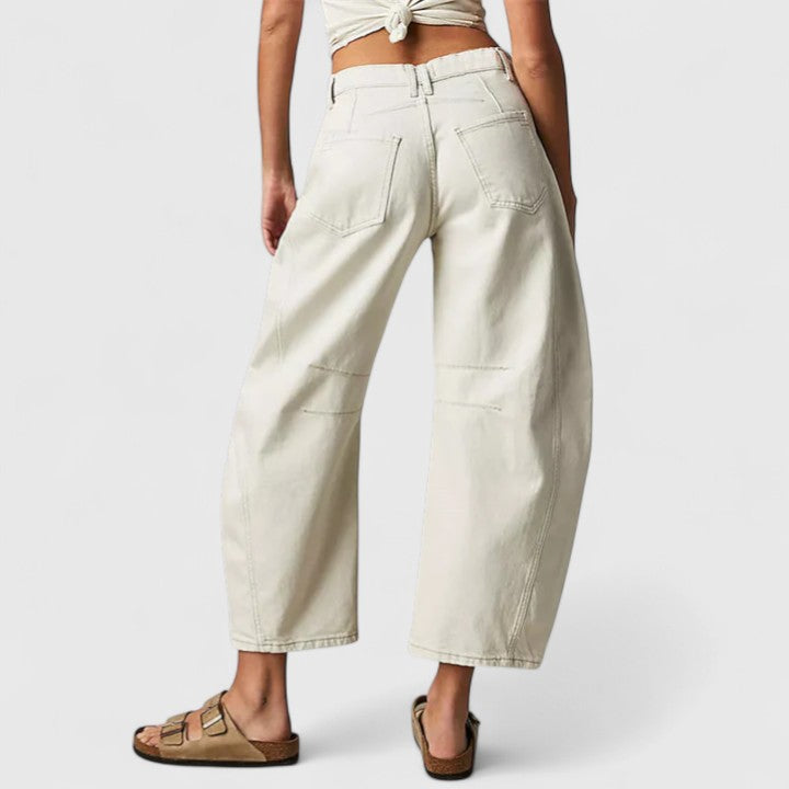 Effortless Wide Leg Jeans for Women with High Waist Curved Seam Relaxed Baggy Style