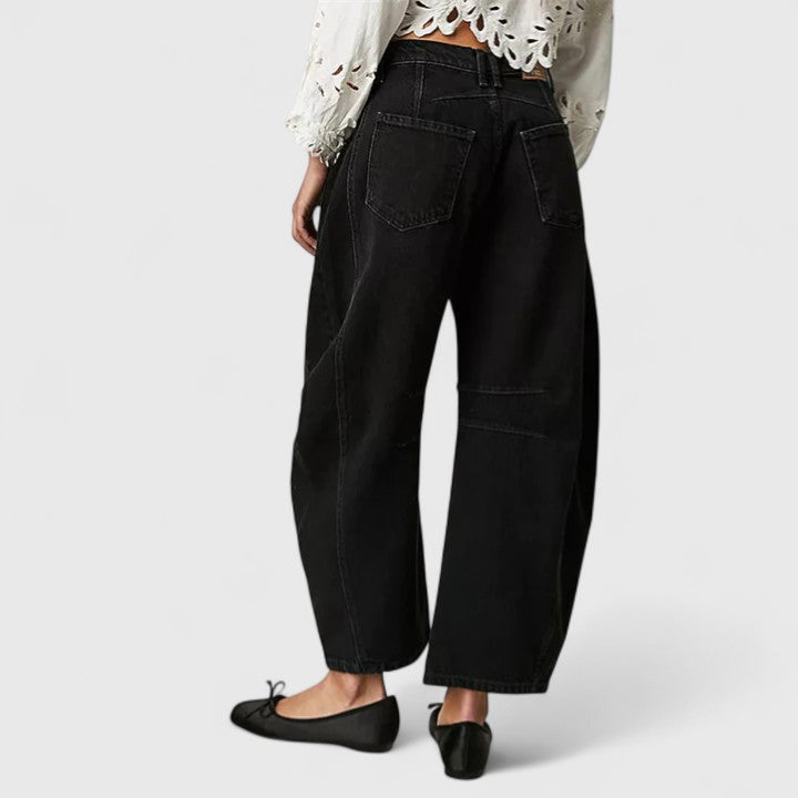 Effortless Wide Leg Jeans for Women with High Waist Curved Seam Relaxed Baggy Style