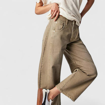 Effortless Wide Leg Jeans for Women with High Waist Curved Seam Relaxed Baggy Style