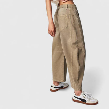 Effortless Wide Leg Jeans for Women with High Waist Curved Seam Relaxed Baggy Style