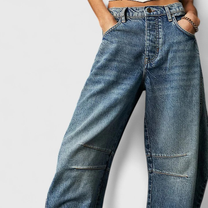 Effortless Wide Leg Jeans for Women with High Waist Curved Seam Relaxed Baggy Style