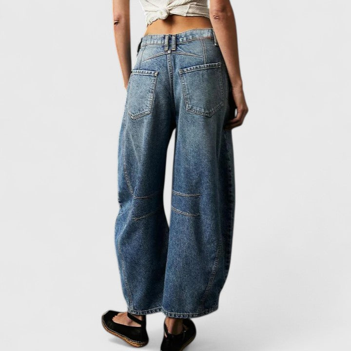 Effortless Wide Leg Jeans for Women with High Waist Curved Seam Relaxed Baggy Style