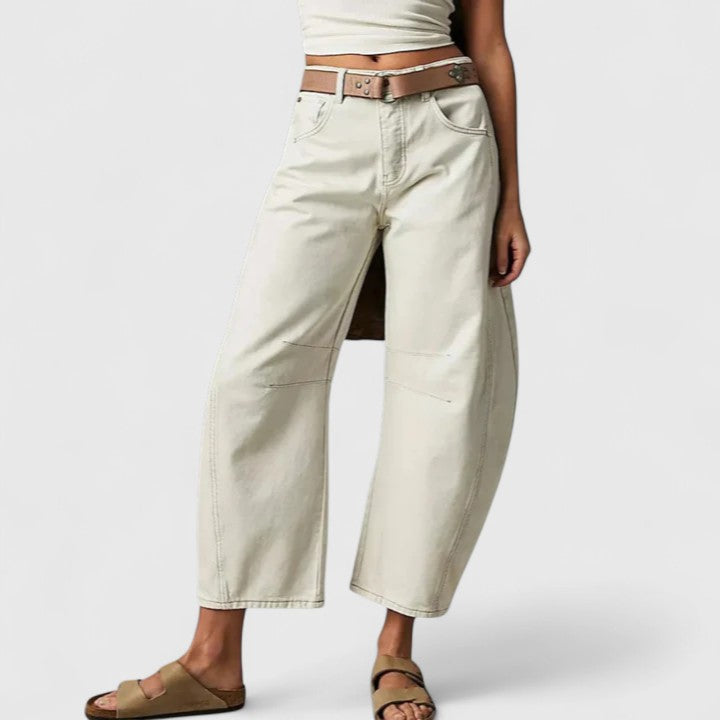 Effortless Wide Leg Jeans for Women with High Waist Curved Seam Relaxed Baggy Style