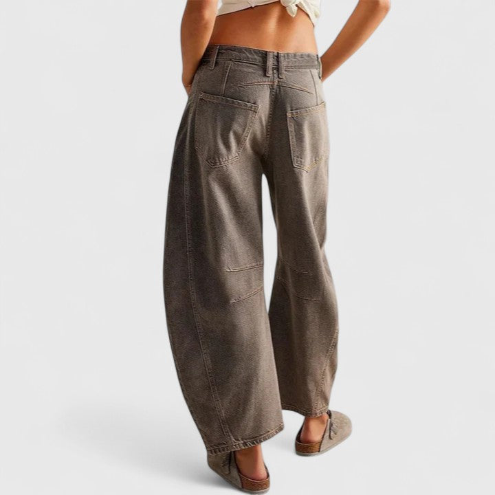 Effortless Wide Leg Jeans for Women with High Waist Curved Seam Relaxed Baggy Style