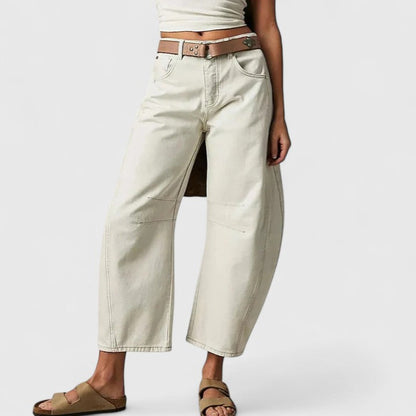 Effortless Wide Leg Jeans for Women with High Waist Curved Seam Relaxed Baggy Style