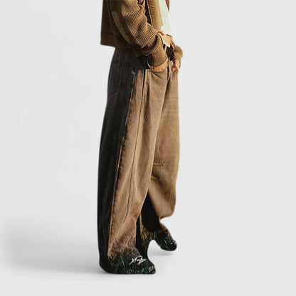 Effortless Wide Leg Jeans for Women with High Waist Curved Seam Relaxed Baggy Style