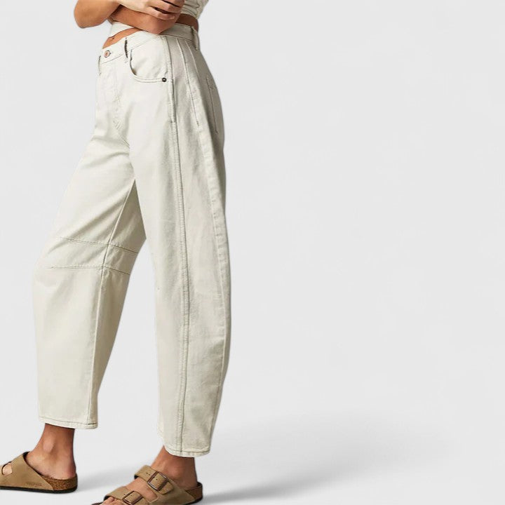 Effortless Wide Leg Jeans for Women with High Waist Curved Seam Relaxed Baggy Style