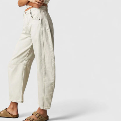 Effortless Wide Leg Jeans for Women with High Waist Curved Seam Relaxed Baggy Style