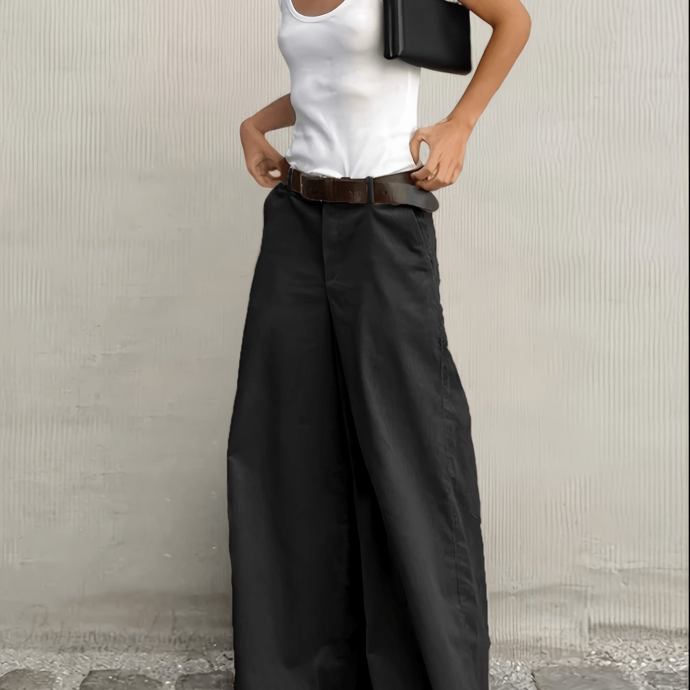 Effortless Wide Leg Pants for Women with High Waist Button Front Relaxed Flowing Casual Style