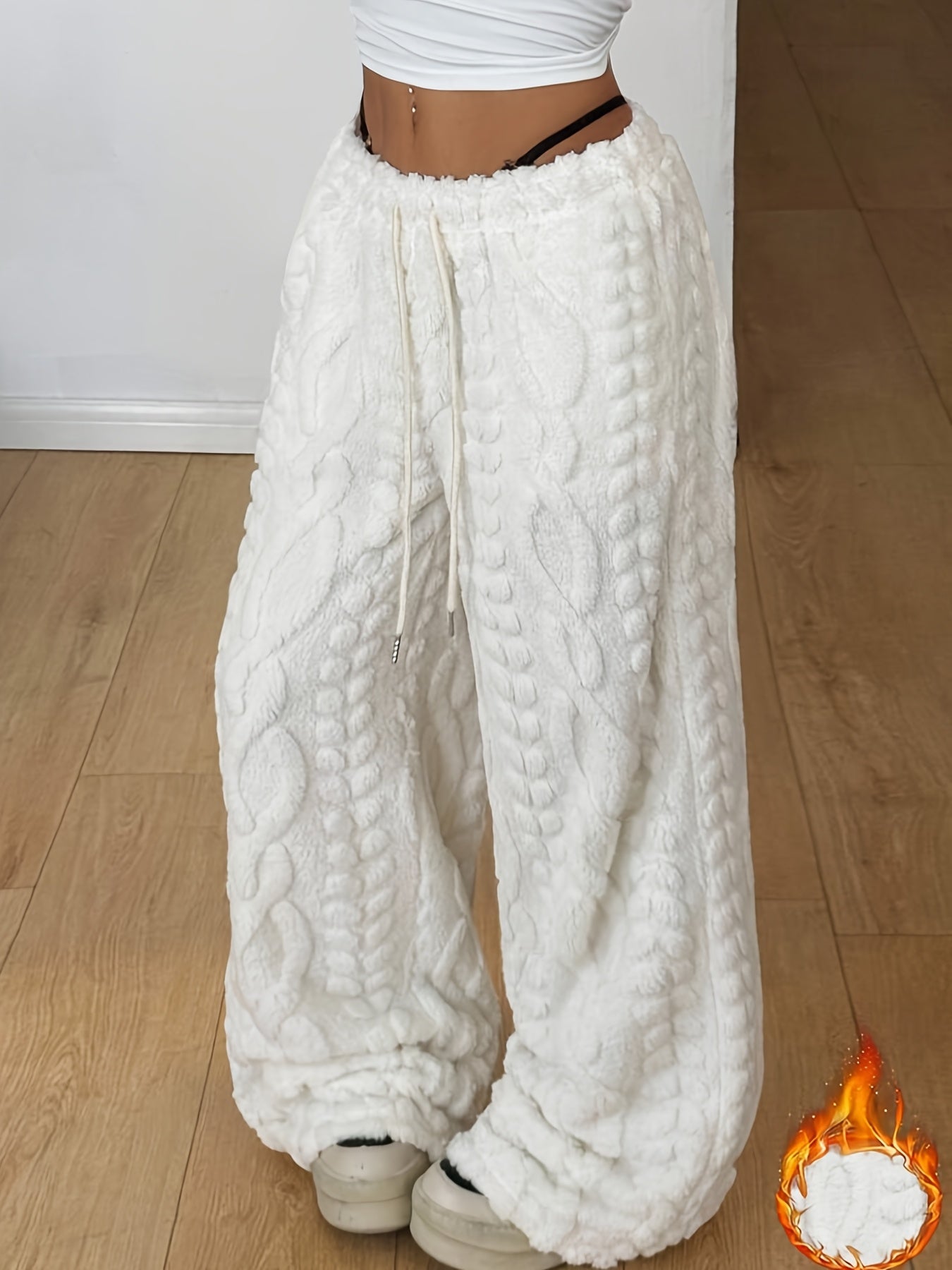 [Fleece Wide-Leg Pants] Women's Fashion Thickened Fleece Wide-Leg Pants - Warm and Comfortable - Autumn and Winter
