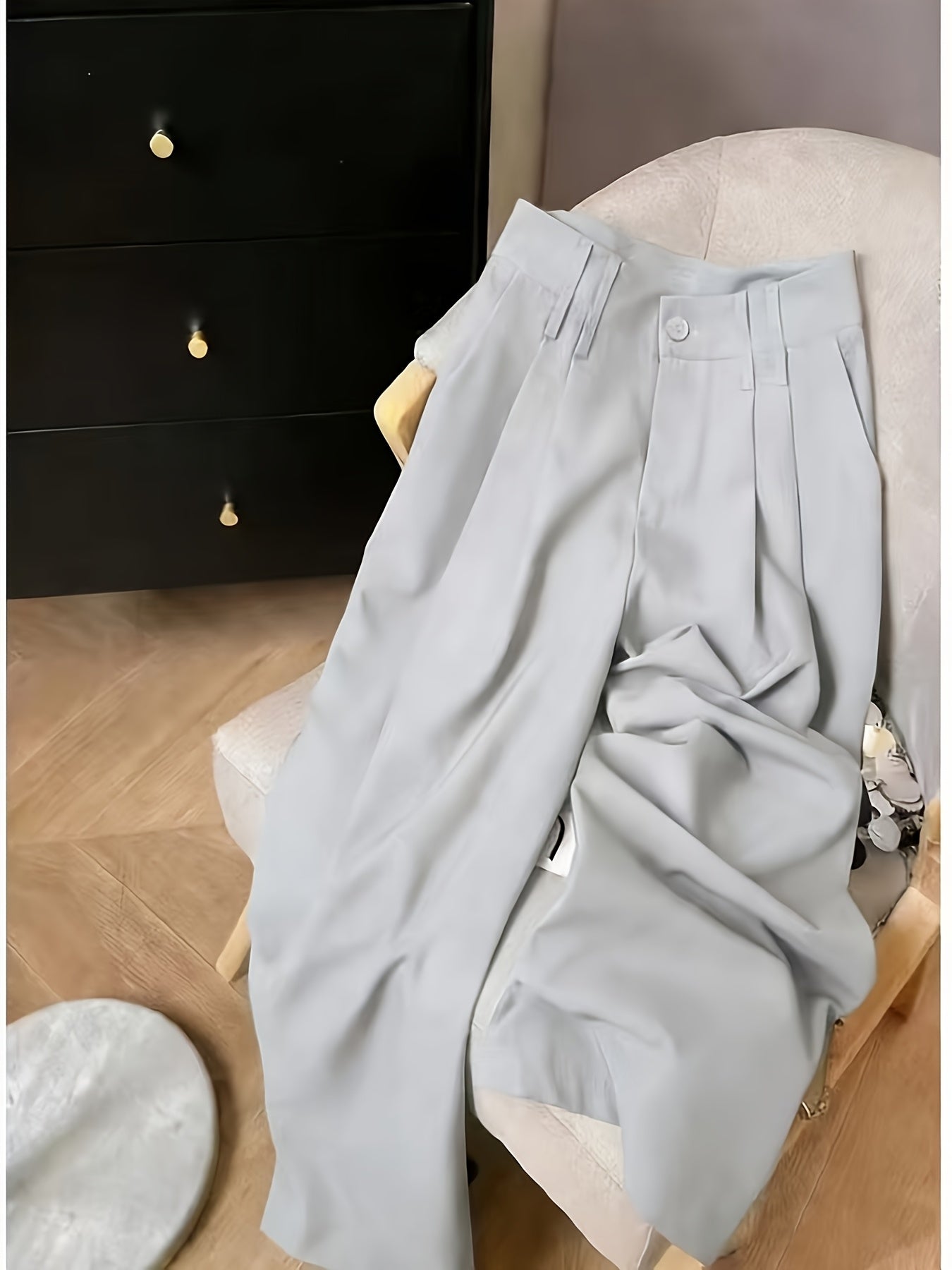 Elegant Wide Leg Trousers for Women with High Waist Button Front Pleated Tailored Style