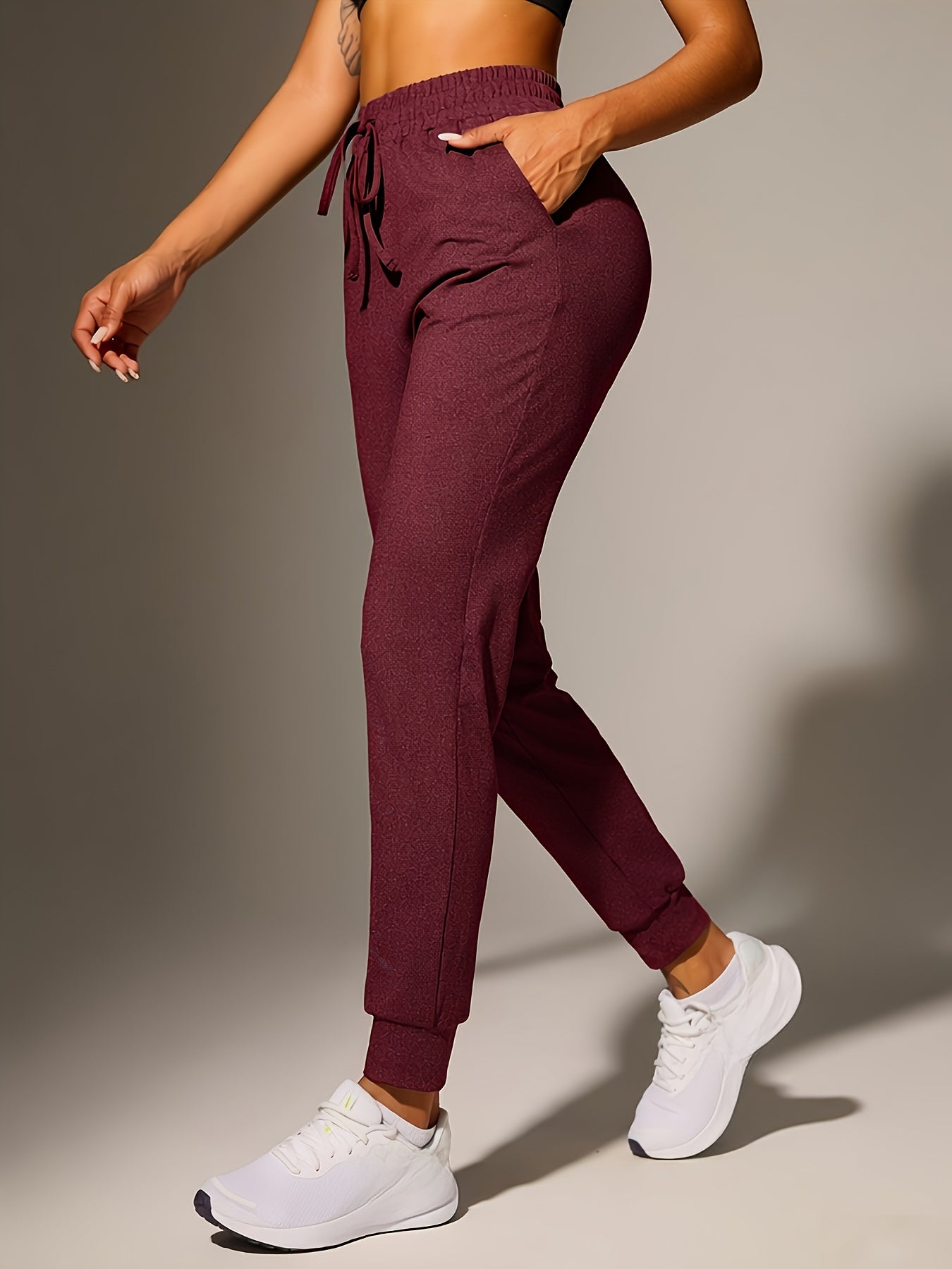 Comfortable Jogger Pants for Women with High Waist Drawstring Tapered Relaxed Pocket Casual Style